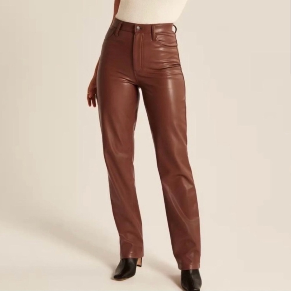Abercrombie & Fitch Vegan Leather 90s Straight Ultra High
Rise Pants